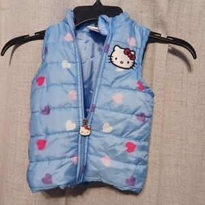 Hello Kitty Girls Blue Heart Puffer Vest Size 3T